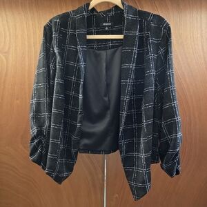 Torrid Purple, Black and White Checkered Blazer